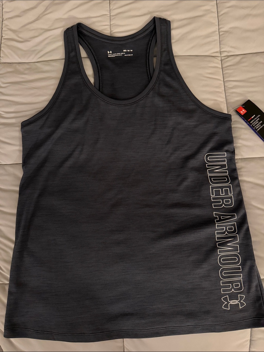 Under Armour Black Racerback Tank with Side Logo